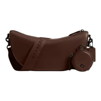 COACH HALL Cow Leather Crossbody Bag Large Size Unisex Maple Brown