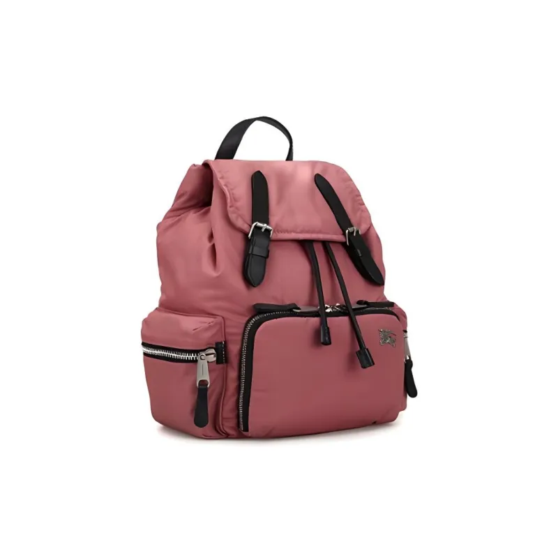 Burberry Calfskin With Nylon Backpack Small Size Women's Pink Bean Color-1