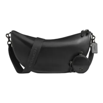 COACH HALL Cow Leather Shoulder Bag Large Size Unisex Black