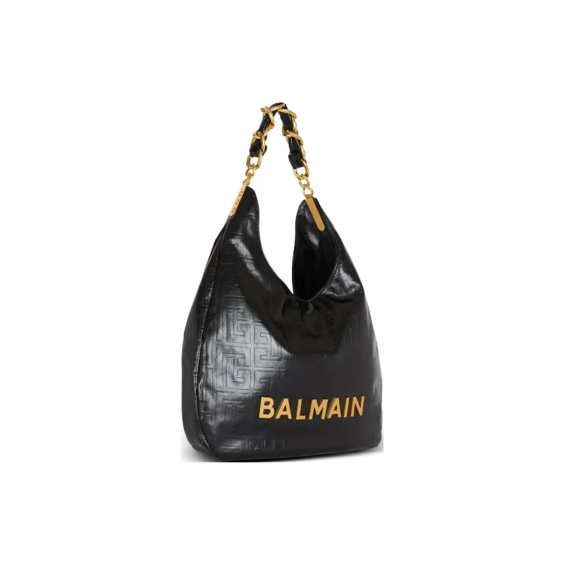BALMAIN Calfskin Shoulder Bag Women's Black-1