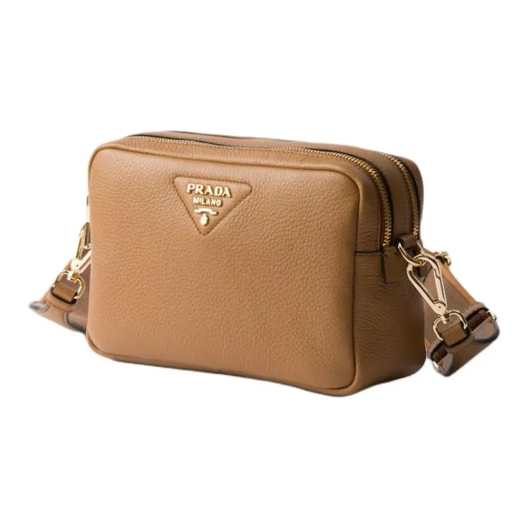 PRADA Leather Shoulder Bag Trumpets Women's Caramel-2