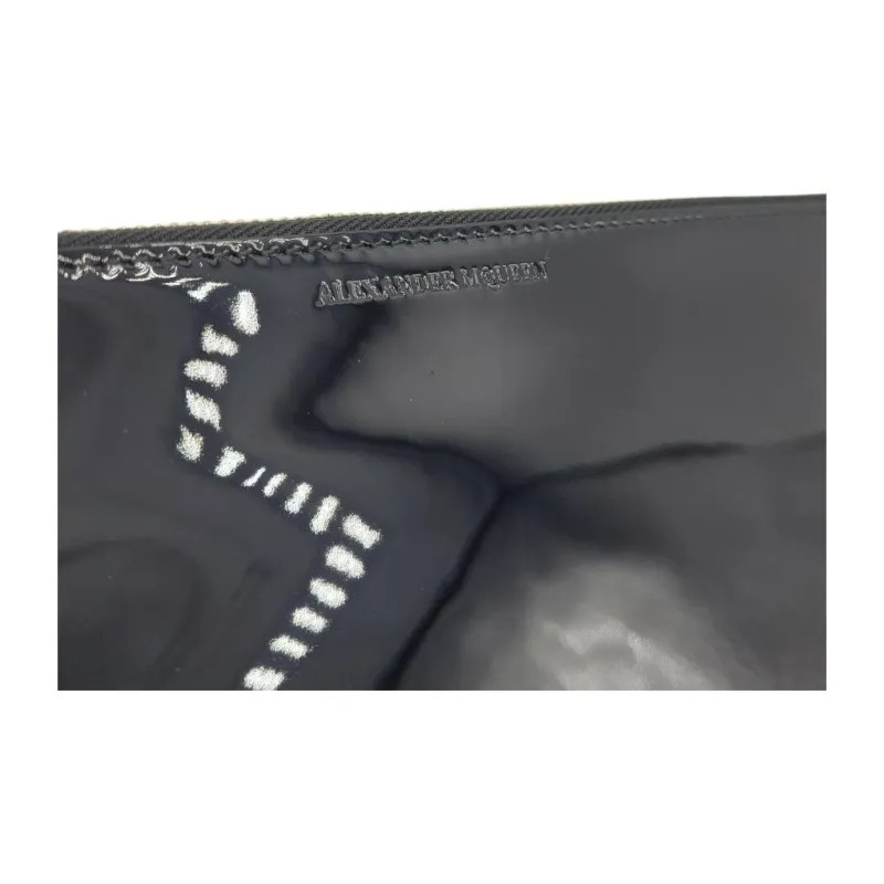 Alexander McQueen Patent Leather Clutch Large Size Women's Dark Marine Blue-6