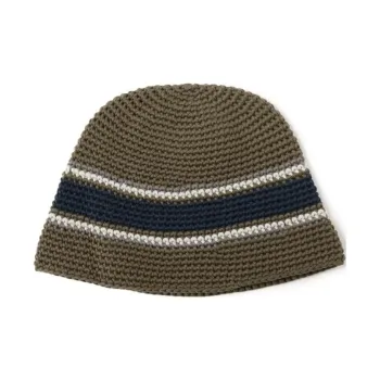 Beams Knitted Fabric Cotton Beanies Men's Olive Green