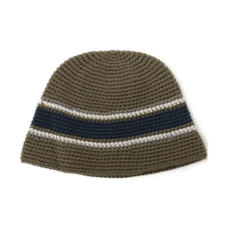 Beams Knitted Fabric, Cotton Beanies Men's Olive Green-0