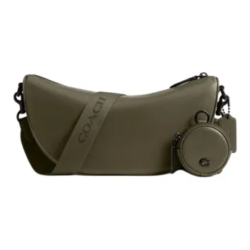 COACH HALL Cow Leather Crescent Bag, Crossbody Bag, Shoulder Bag Unisex Army Green