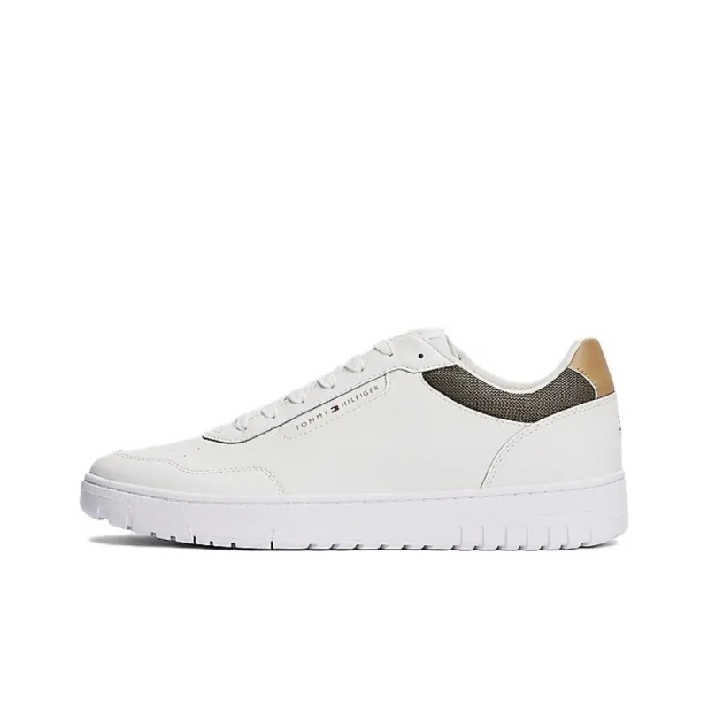 Tommy Hilfiger Anti-Slip Wear-Resistant Low-Top Skateboard Shoes Men's White Brown-0