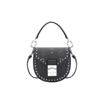 MCM Patricia Visetos Cow Leather Crossbody Bag Mini Women's Black