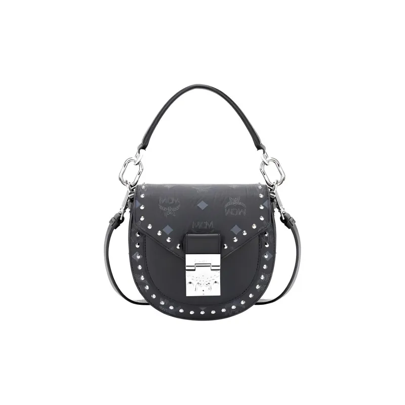 MCM Patricia Visetos Cow Leather Crossbody Bag Mini Women's Black-0
