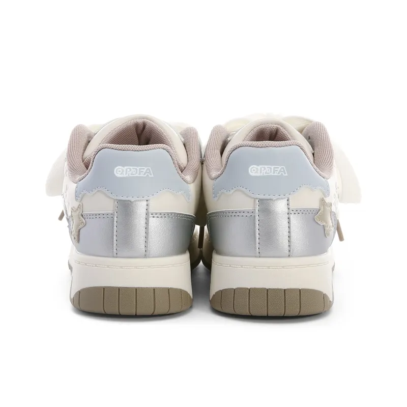 Lovely You Lightweight Low-Top Skateboard Shoes Women's Beige Silver-21