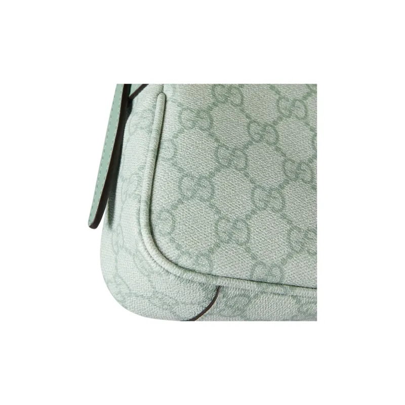 GUCCI GG Emblem Coated Fabric Shoulder Bag Small Size Women's Gray Green-7