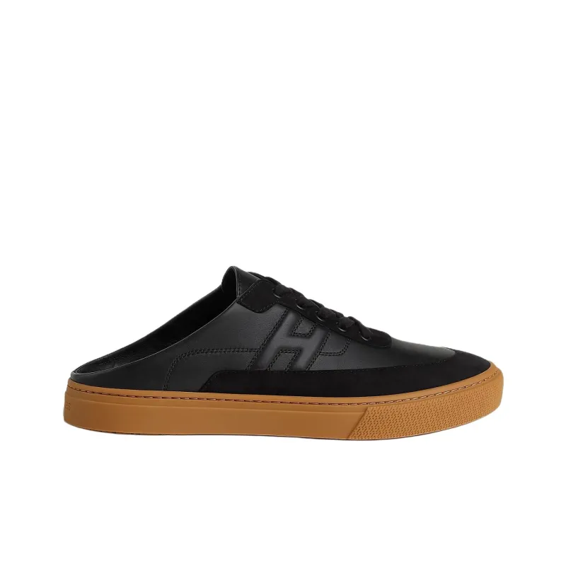 HERMES Closed Toe Slippers Men's Black Brown-1