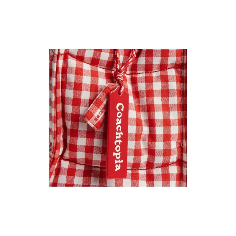 Coachtopia Fabric Tote Bag, Shopping Bag, Shoulder Bag, Handbag Tubas Women's Red & White Checkered-6