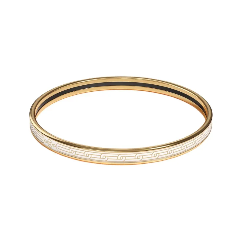 HERMES Enamel Bangles Women's White-1