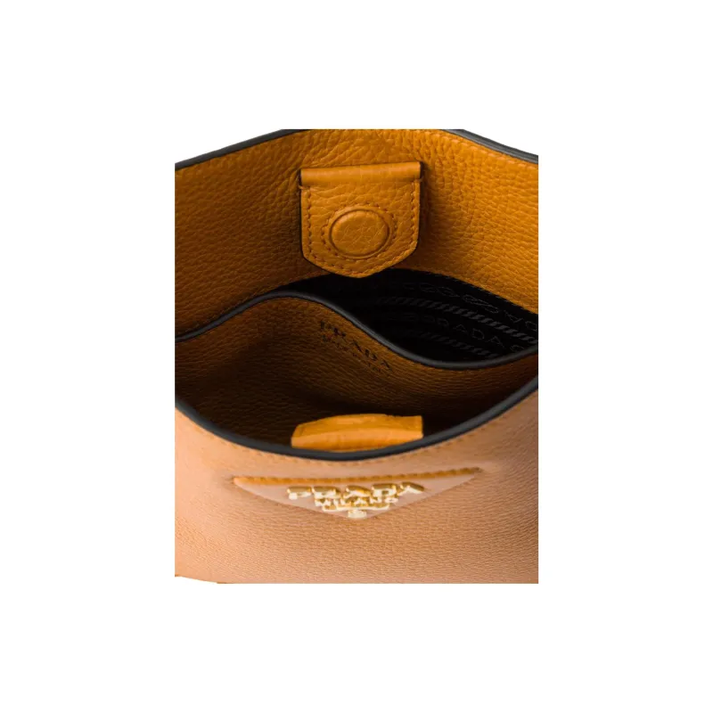 PRADA Leather Shoulder Bag Mini Women's Amber-4
