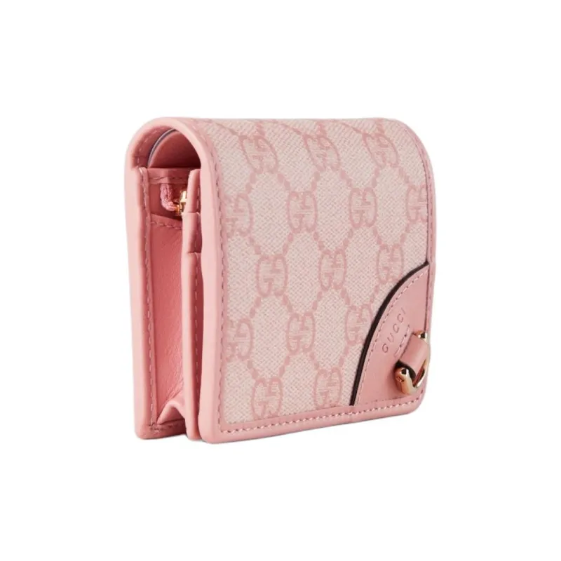 GUCCI GG Emblem Coated Fabric Wallet Mini Women's Pink-1