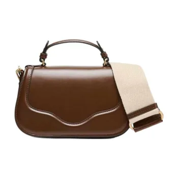ZARA Polyurethane Shoulder Bag, Crossbody Bag, Handbag Small Size Women's Dark Brown Yellow