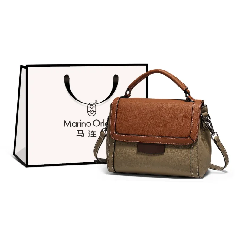 Marino Orlandi Cow Leather Bonded Synthetic Leather Shoulder Bag Handbag Crossbody Bag Medium Size Women's Multicolor-0