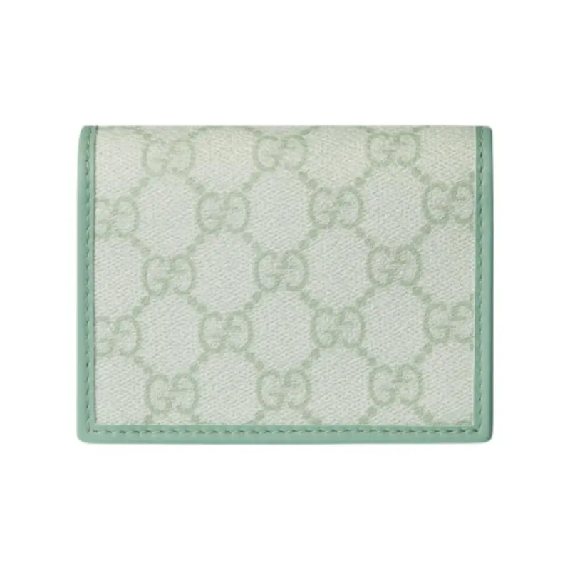 GUCCI GG Emblem Coated Fabric Wallet Mini Women's Gray Green-2