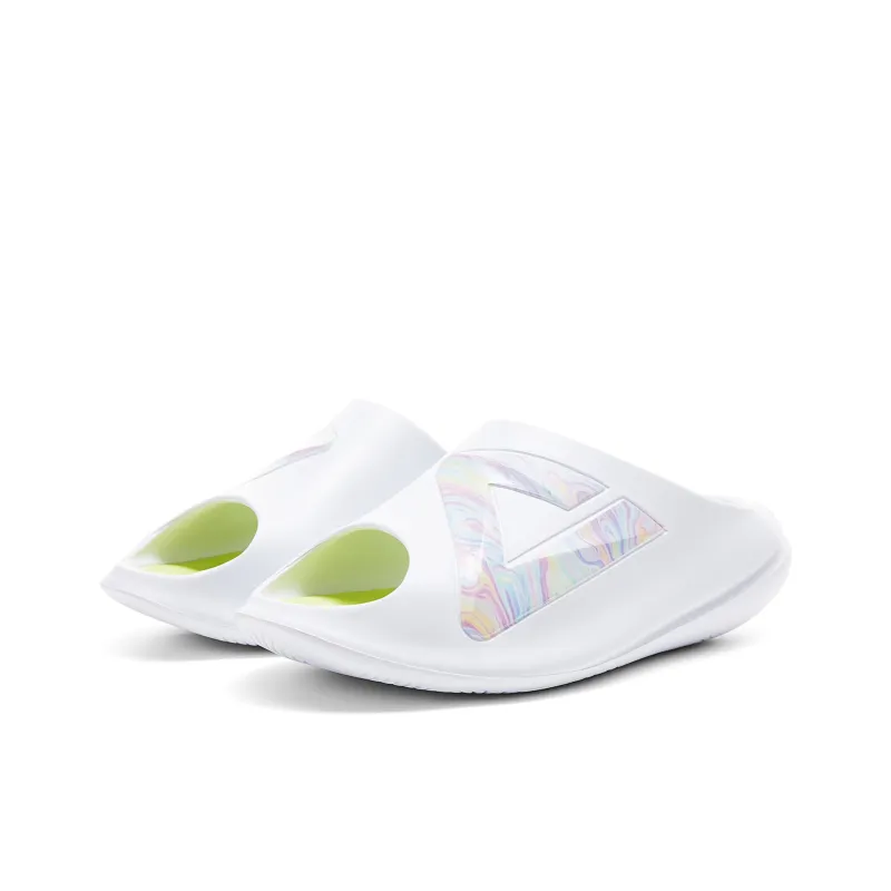 PEAK Slip-Resistant Abrasion-Resistant Cushioning Slide Slippers Men's Large White Light Green-2