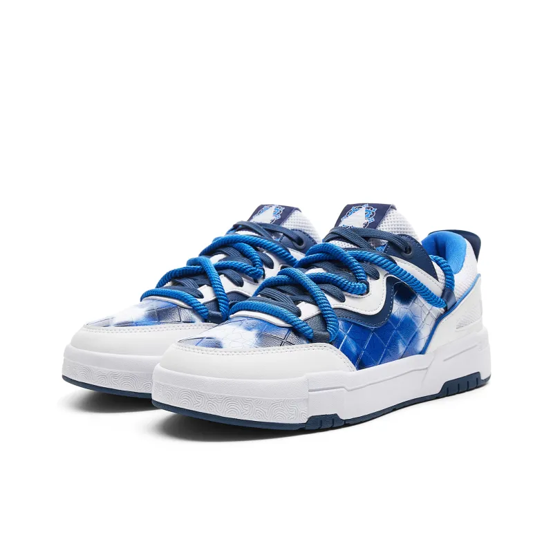 PEAK Wear-Resistant Breathable Slip-Resistant Low-Top Skateboard Shoes Men's All White Youth Blue-2