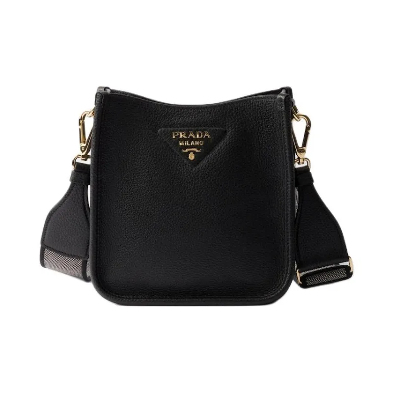 PRADA Leather Shoulder Bag Mini Women's Black-0