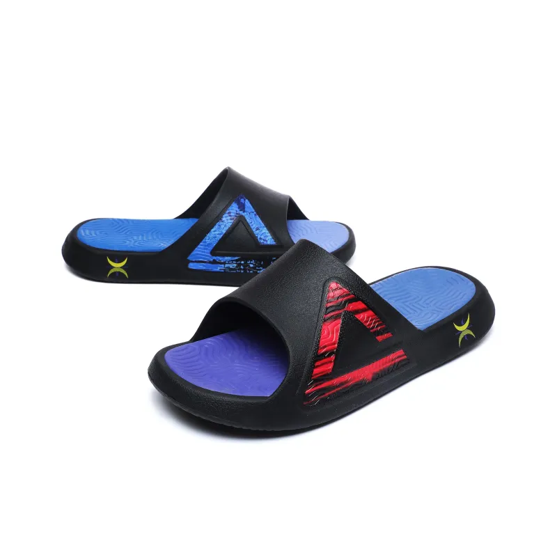 PEAK Attitude 7.0 Graffiti Slip Resistant Abrasion Resistant Cushioning Slide Slippers Unisex Red Blue Mismatched-3
