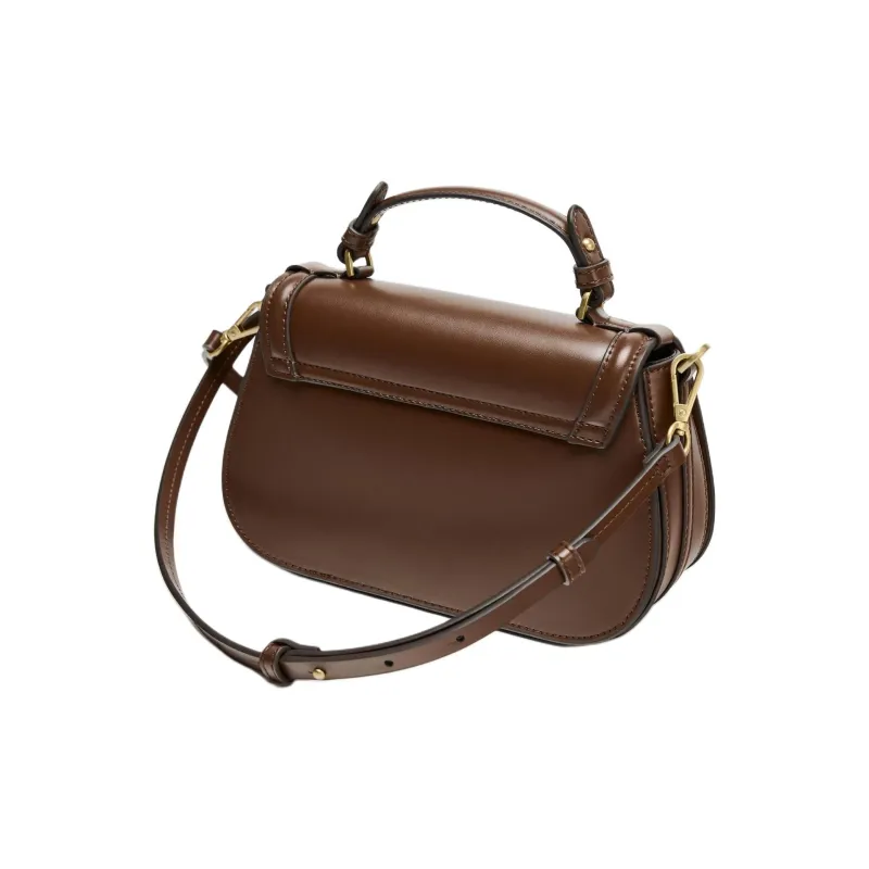 ZARA Polyurethane Shoulder Bag, Crossbody Bag, Handbag Small Size Women's Dark Brown Yellow-5