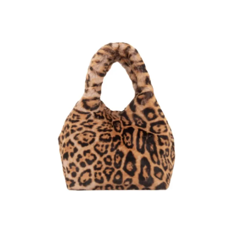 GUESS Fabric Bucket Bags One Shoulder Handbags Medium Size Women's Leopard Print-3