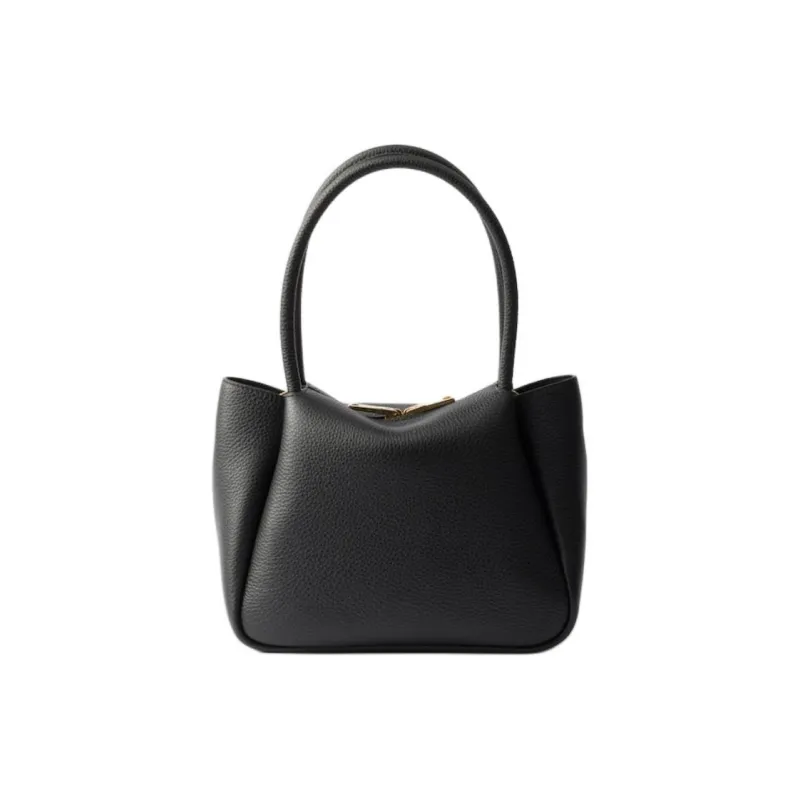 PRADA Leather Shoulder Bag Crossbody Bag Handbag Small Size Women's Black-3