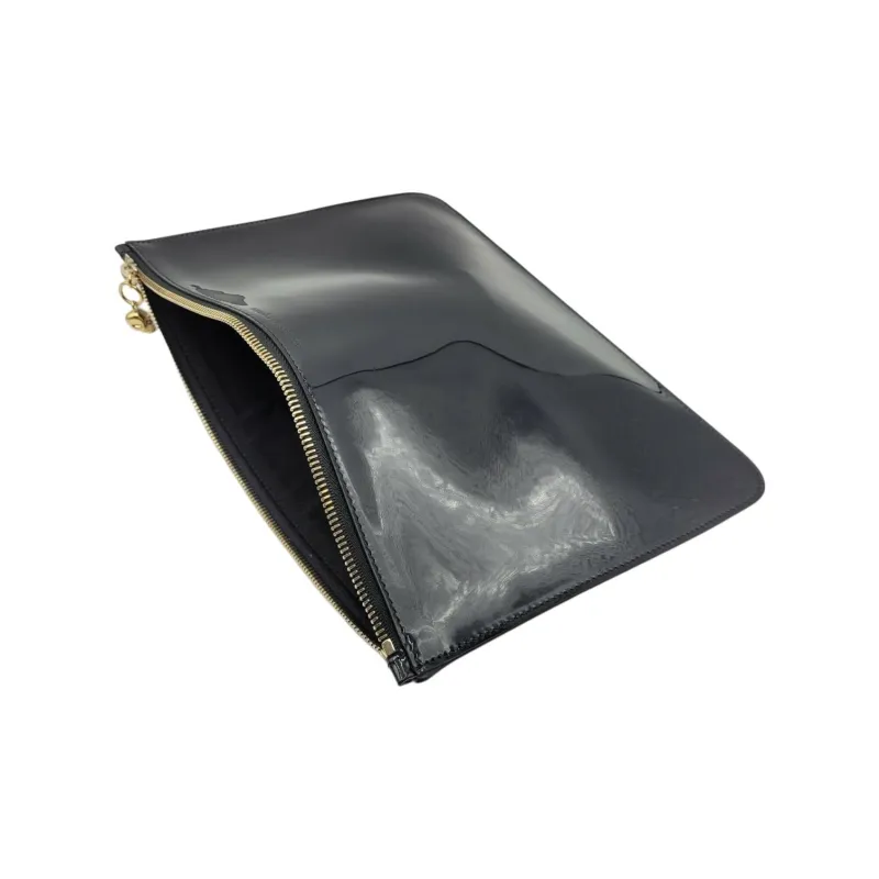 Alexander McQueen Patent Leather Clutch Large Size Women's Dark Marine Blue-3