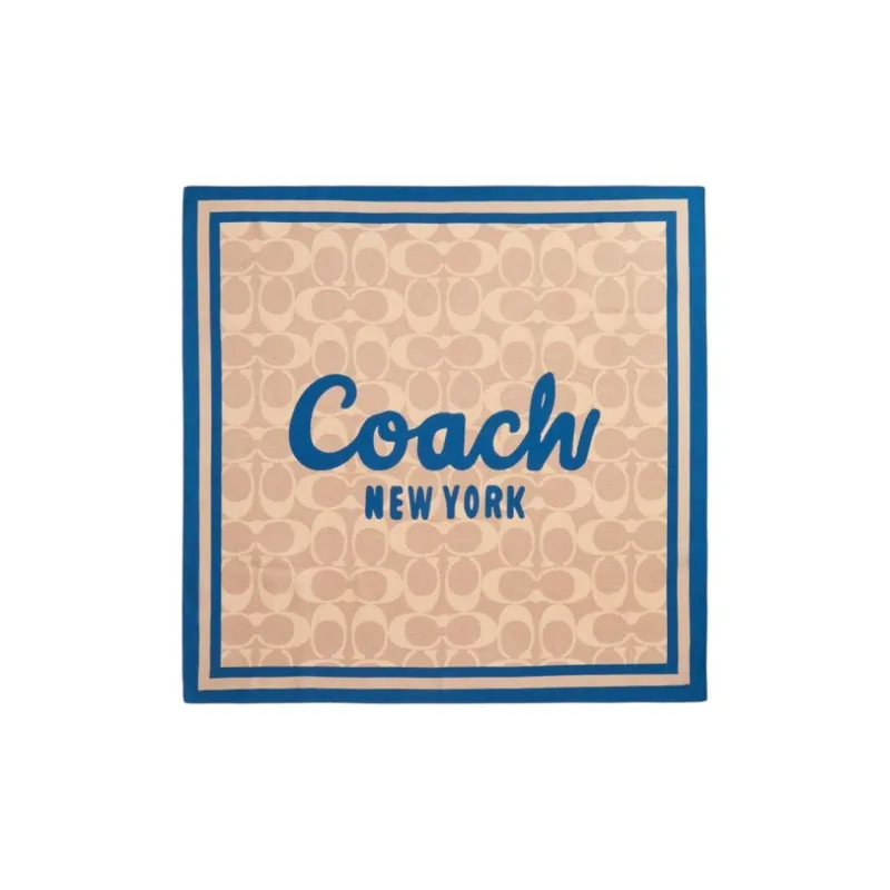 COACH Mulberry Silk Scarves Unisex Khaki-0