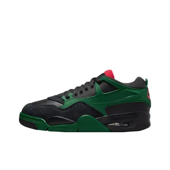 Jordan Air Jordan 4 Anti Slip Wear Resistant Low Top Vintage Basketball Shoes Men's Black Green