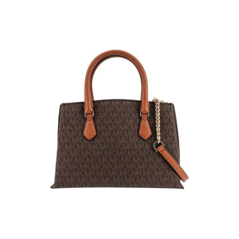 MICHAEL KORS MK Ruby Polyurethane Briefcase, Shoulder Bag, Crossbody Bag, Handbag Small Size Women's Brown-3