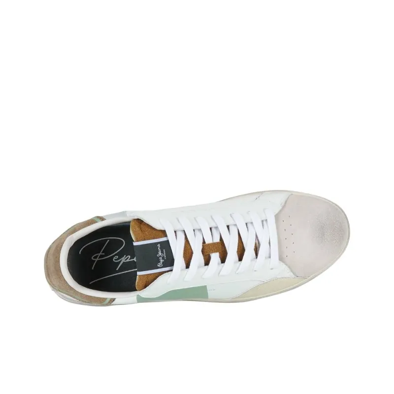 Pepe Jeans Anti-Slip Wear-Resistant Low-Top Skateboard Shoes Men's White Green-3