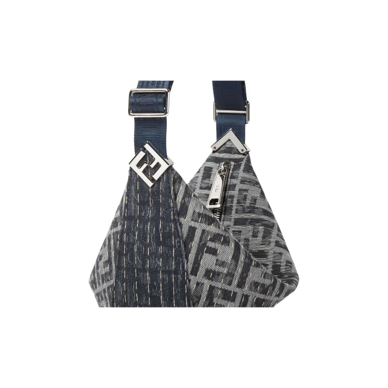 FENDI Cotton Messenger Bag Crossbody Bag Shoulder Bag Small Size Men's Blue-4