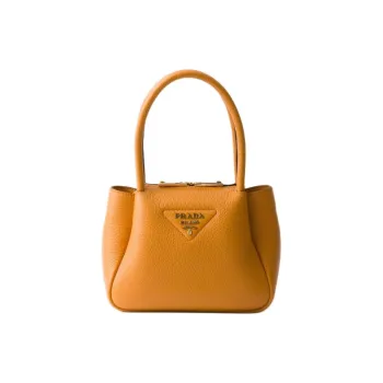 PRADA Vitello Dino Cow Leather One Shoulder Handbags Mini Women's Amber