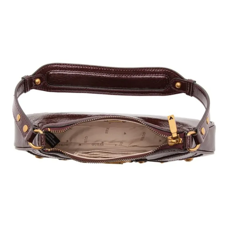 GUESS Artificial Leather Baguette Bag Shoulder Bag Medium Size Women's Red Brown-3