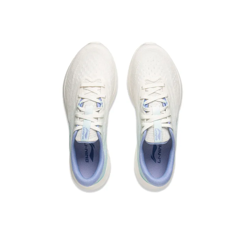 LiNing Qingyi Cushioning Rebound Breathable Low-Top Sprint Running Shoes Women's White Blue-3