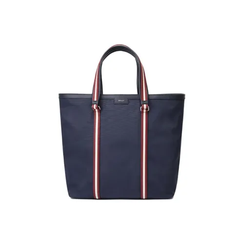 BALLY Fabric Tote Bag, Shopping Bag, Handbag Medium Size Unisex Midnight Blue Red White