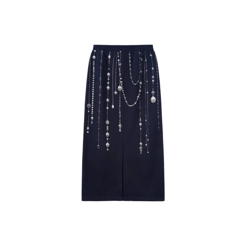 TCH Casual Long Skirts Women's Navy Blue-1