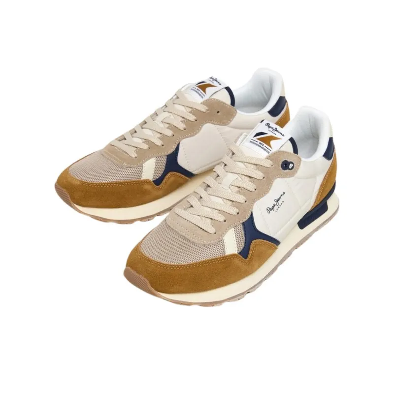 Pepe Jeans Abrasion-Resistant Low-Top Casual Shoes Men's Beige Brown Blue-1
