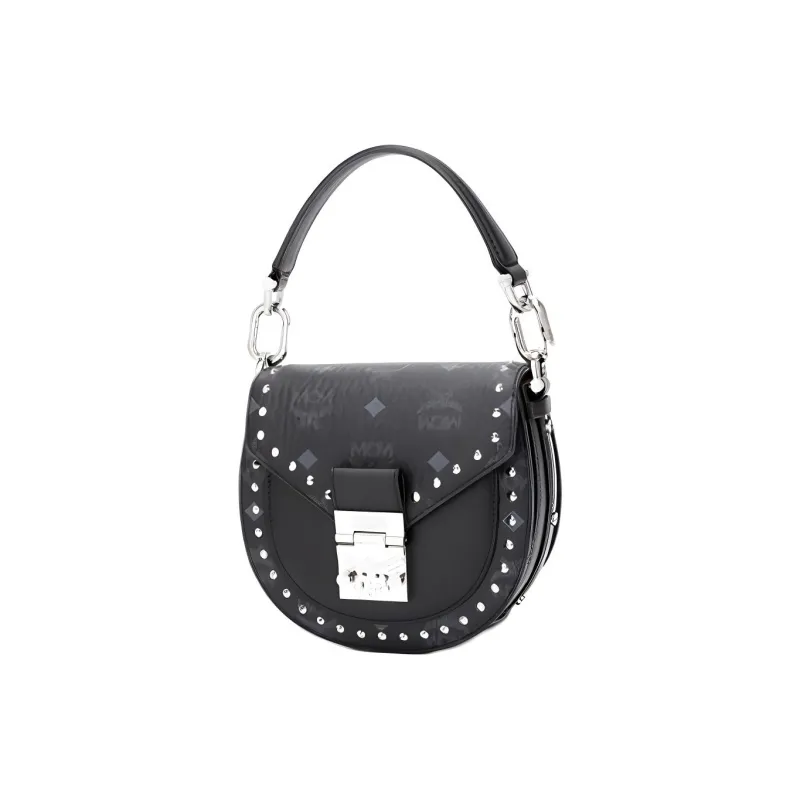 MCM Patricia Visetos Cow Leather Crossbody Bag Mini Women's Black-1