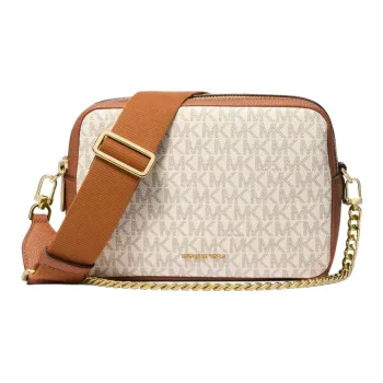 MICHAEL KORS Bryant Artificial Leather Shoulder Bag Crossbody Bag Medium Size Women's Vanilla White & Acorn Brown