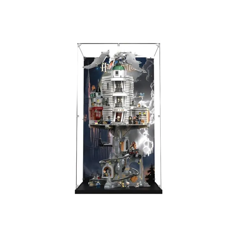 KGBOX For Building Block 76417 Gringotts Wizard Bank Acrylic Spray Painting Display Case Dust Cover Model Accessories-0