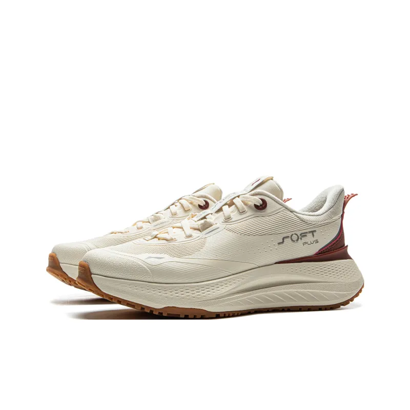 LiNing SOFT PLUS Slip-Resistant Height Increasing Cushioning Wear-Resistant Low-Top Casual Shoes Women's Ecru-2