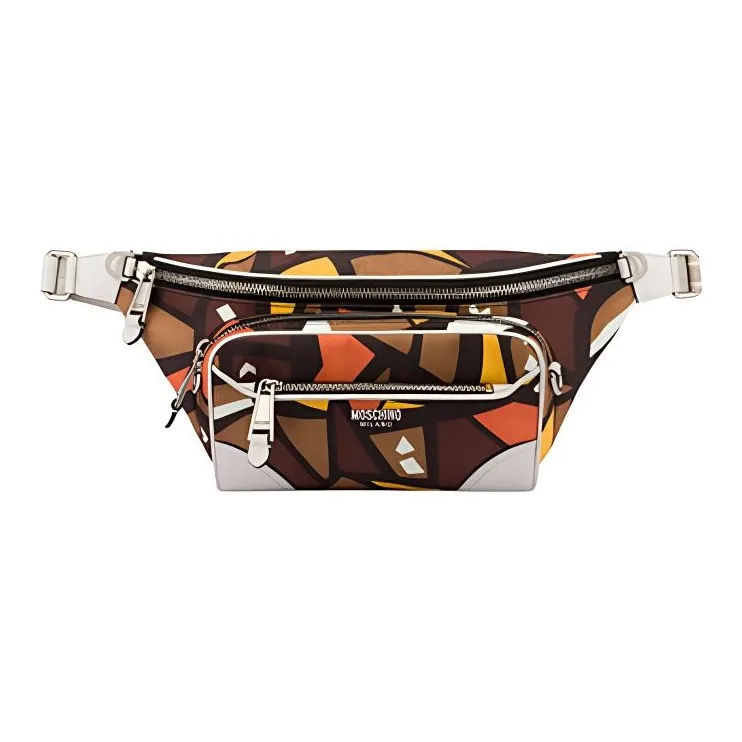 MOSCHINO Polyester One Shoulder Crossbody Fanny Pack Men's Umber-1