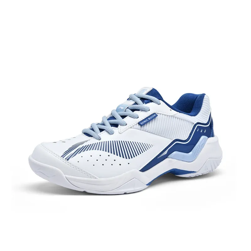 LiNing Thunder Training Cushioning Anti-Slip And Wear-Resistant Low-Top Badminton Shoes Unisex White Blue-1