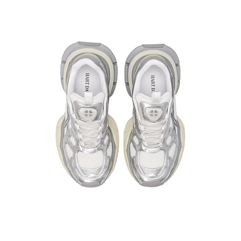 HART DAVIS X103 Series Chunky Sneakers Unisex Low Top Silver-11