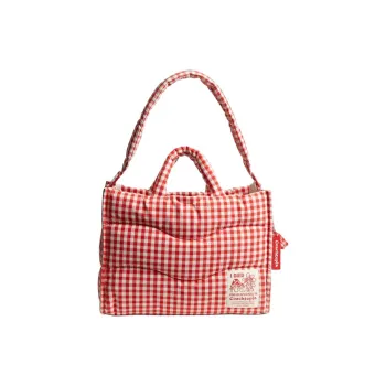 Coachtopia Fabric Tote Bag, Shopping Bag, Shoulder Bag, Handbag Tubas Women's Red & White Checkered Plaid