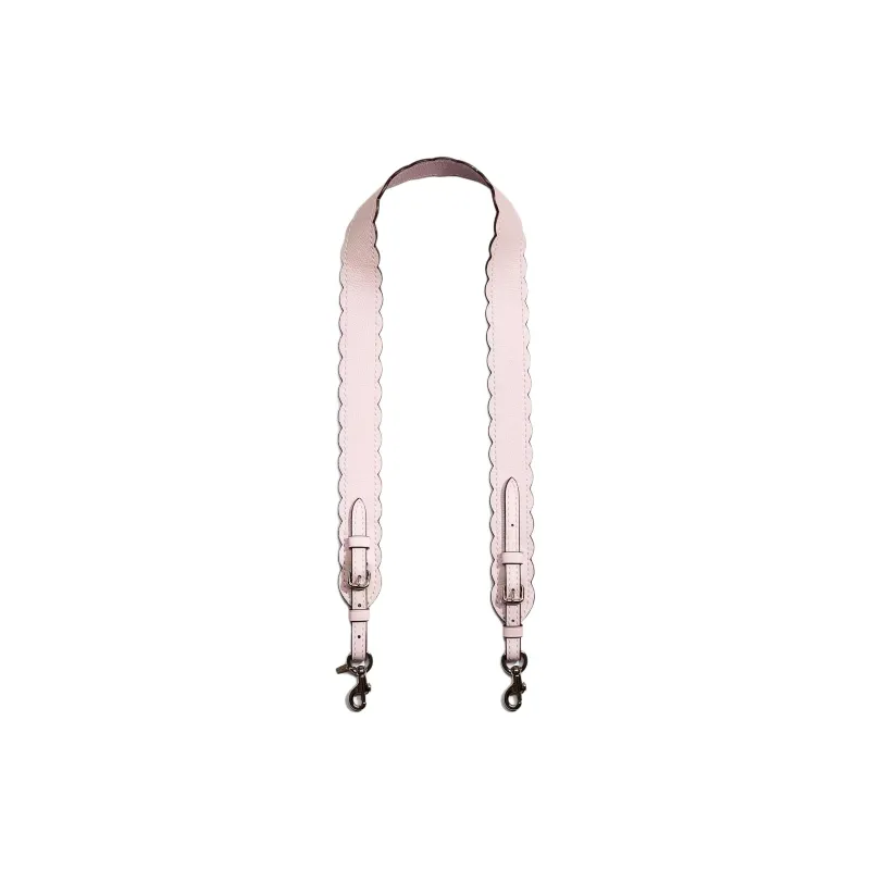 COACH Polished Pebbled Leather Bag Strap Women's Silver & Ice Pink-0